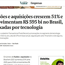 Fuses e aquisies crescem 51% e movimentam R$ 595 bi no Brasil, puxadas por tecnologia